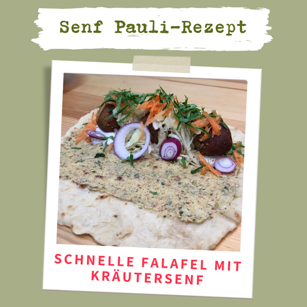 SENF-REZEPT: Schnelle Falafel mit "Grüne Wellen" - Senf mit Kräutern & Urmeersalz