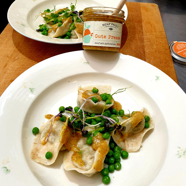 SENF-REZEPT: Erbsen-Tortellini mit Orangensenf "Gute Presse"