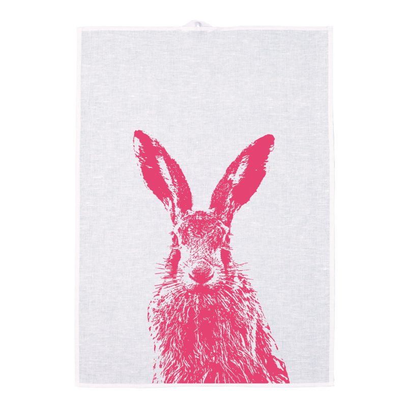 Geschirrtuch Hase pink