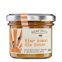 Laden Sie das Bild in den Galerie-Viewer, SenfPauli_HierkommtdieSonne_Senf_mit_Orange
