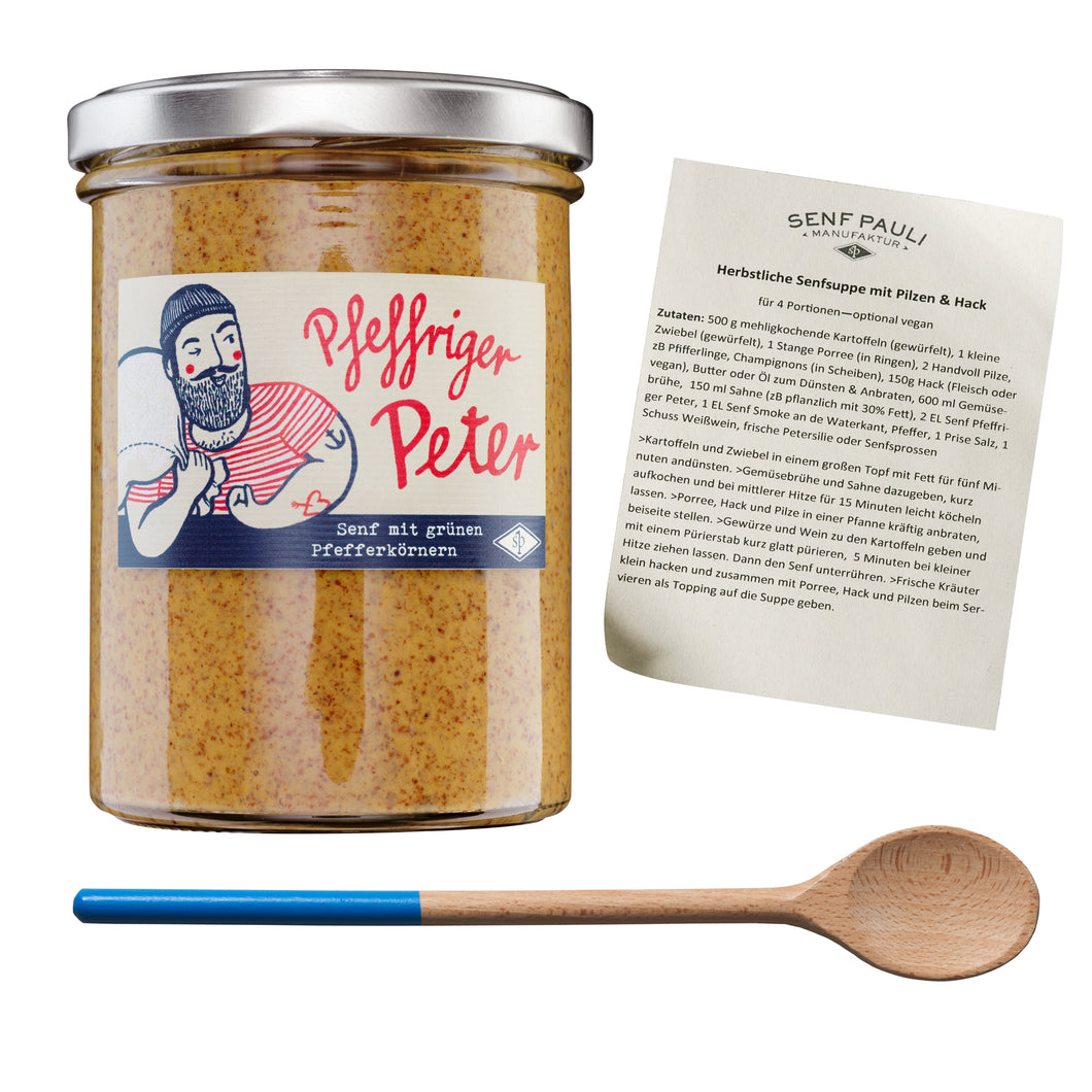 Herbstaktion - Set Senfsuppe mit Pfeffrigem Peter & gratis Kochlöffel