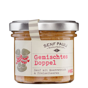 Gemischtes Doppel: Senf mit Meerrettich & Preiselbeeren (saisonal: Herbst/Winter)