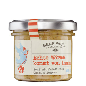 NEU Echte Wärme kommt von innen: Senf mit friedlichem Chili & Ingwer - Charitysenf